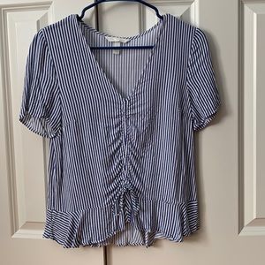 H&M Blue and White Striped Blouse